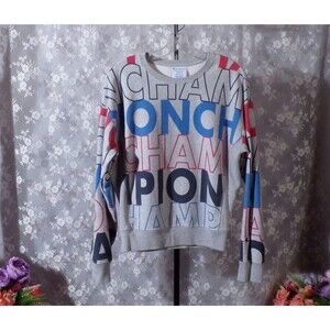 Champion Reverse Weave Crew Neck Sweatshirt Grey Logo Retro Style Size Medium